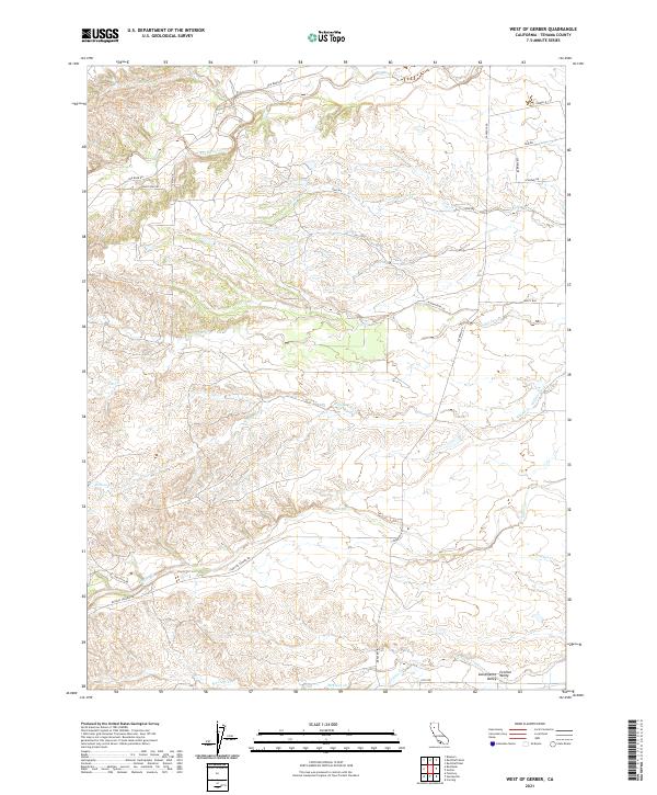 West of Gerber, CA — USGS 7.5-minute topo (2021)