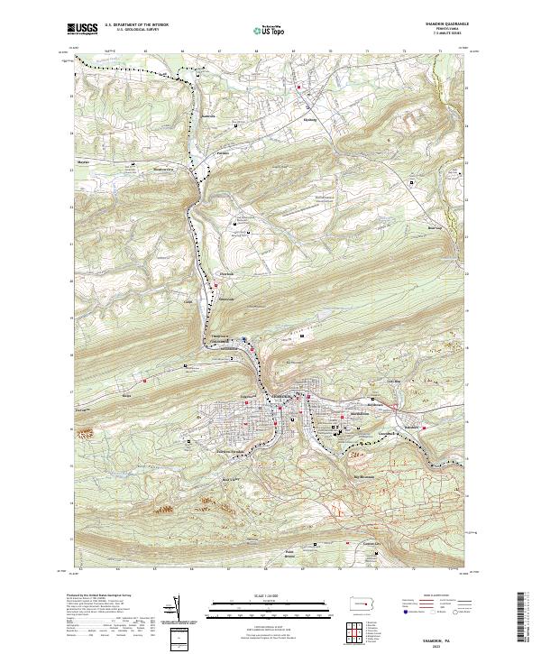 Shamokin, PA — USGS 7.5-minute topo (2023)