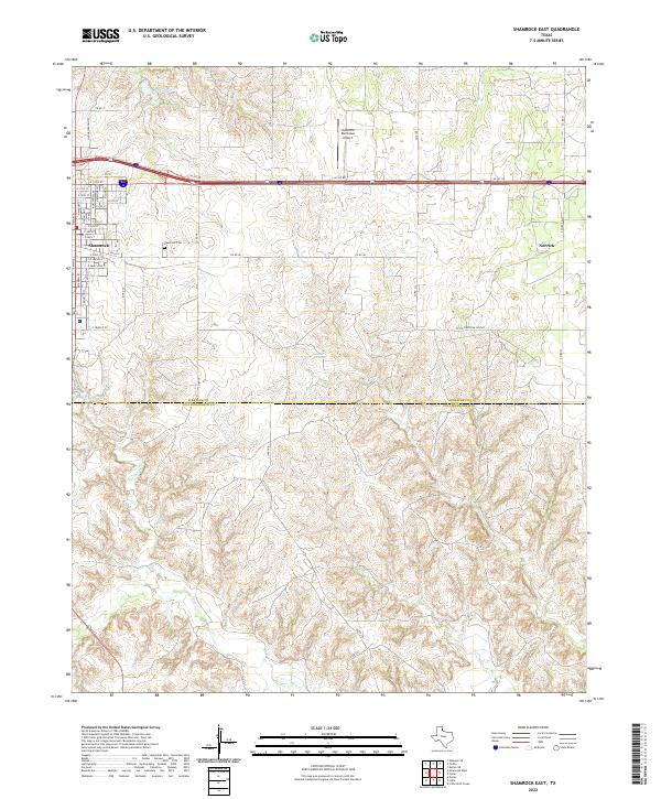 Shamrock East, TX — USGS 7.5-minute topo (2022)