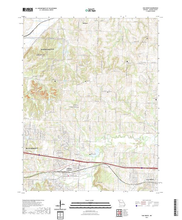 Oak Grove, MO — USGS 7.5-minute topo (2021)