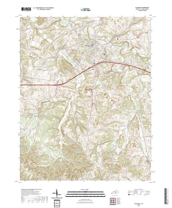 Columbia, KY — USGS 7.5-minute topo (2022)