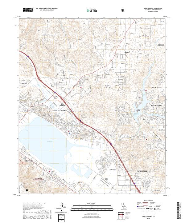 Lake Elsinore, CA — USGS 7.5-minute topo (2022)