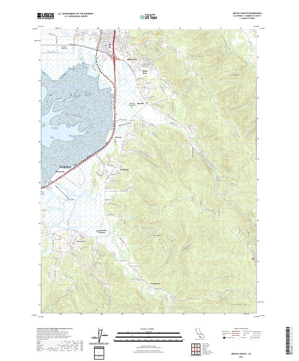 Arcata South, CA — USGS 7.5-minute topo (2021)