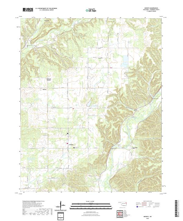 Moodys, OK — USGS 7.5-minute topo (2022)