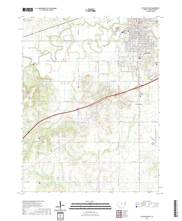 Ottawa South, KS — USGS 7.5-minute topo (2022)