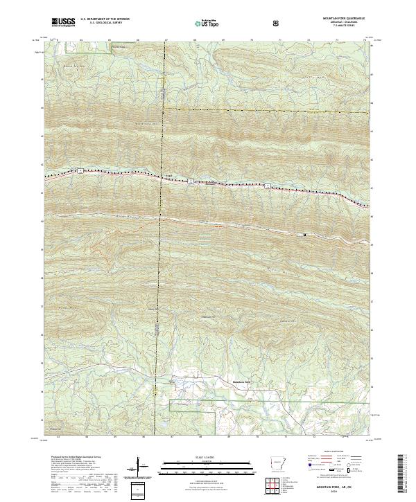 Mountain Fork, AR-OK — USGS 7.5-minute topo (2024)