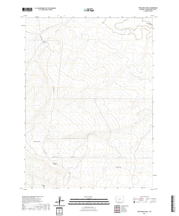 Twelvemile Well, WY — USGS 7.5-minute topo (2021)