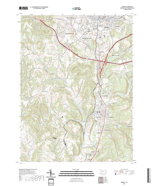 Indiana, PA — USGS 7.5-minute topo (2023)