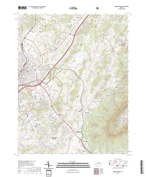 Harrisonburg, VA — USGS 7.5-minute topo (2022)