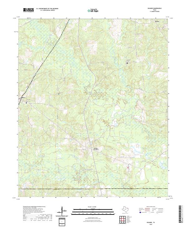 Kildare, TX — USGS 7.5-minute topo (2022)