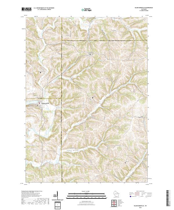Blanchardville, WI — USGS 7.5-minute topo (2022)