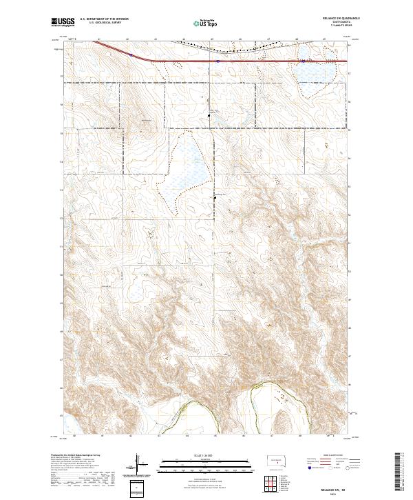 Reliance SW, SD — USGS 7.5-minute topo (2021)