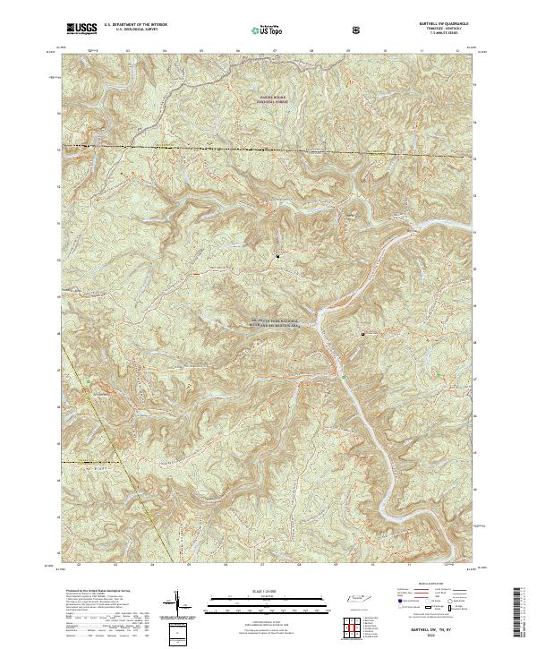 Barthell SW, TN-KY — USGS 7.5-minute topo (2022)