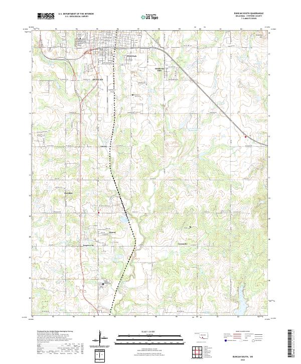 Duncan South, OK — USGS 7.5-minute topo (2022)