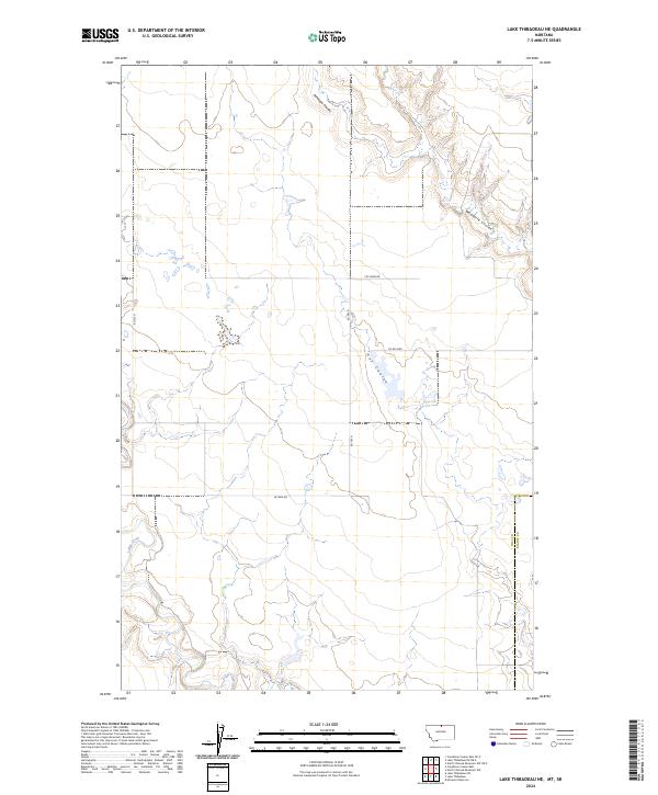Lake Thibadeau NE, MT-SK — USGS 7.5-minute topo (2024)