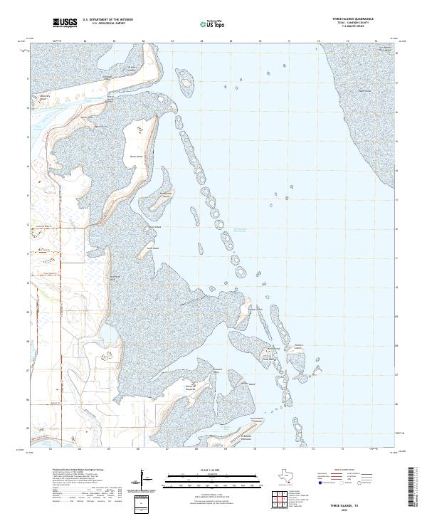 Three Islands, TX — USGS 7.5-minute topo (2022)