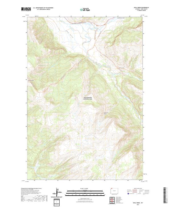 Opal Creek, WY — USGS 7.5-minute topo (2021)