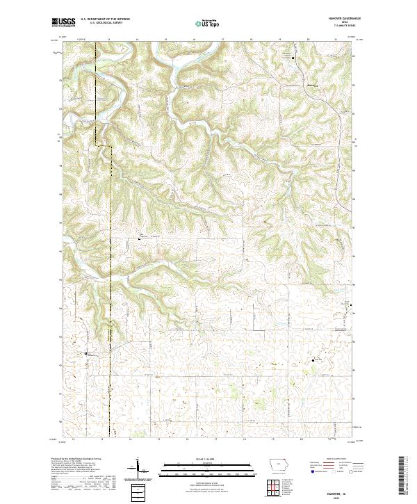 Hanover, IA — USGS 7.5-minute topo (2022)