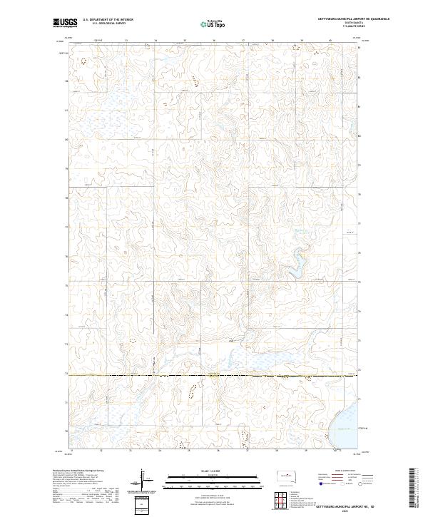 Gettysburg Municipal Airport NE, SD — USGS 7.5-minute topo (2021)
