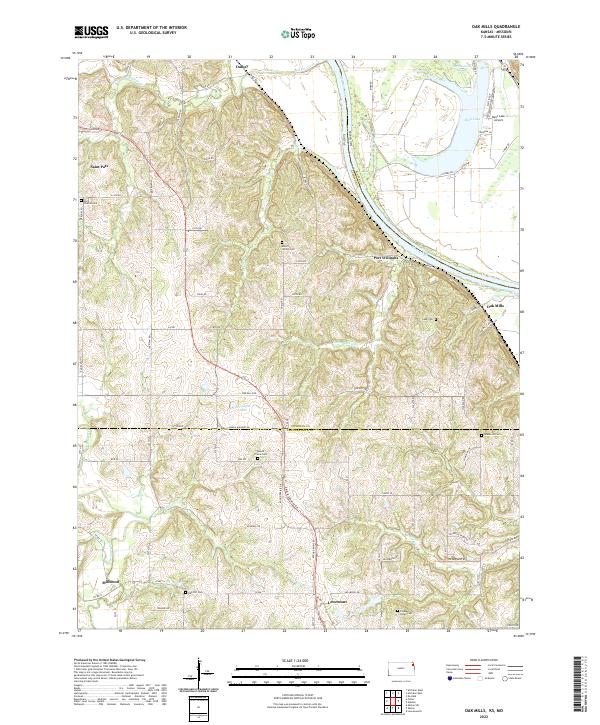 Oak Mills, KS-MO — USGS 7.5-minute topo (2022)