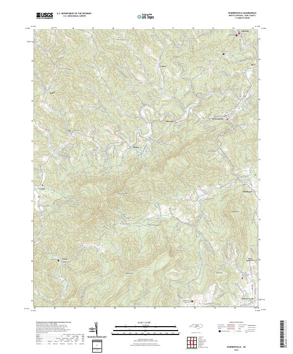 Warrensville, NC — USGS 7.5-minute topo (2022)