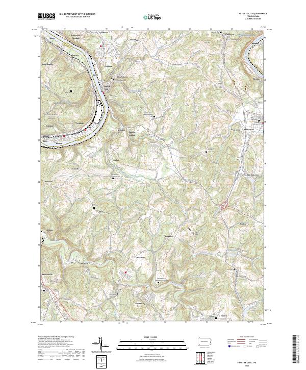 Fayette City, PA — USGS 7.5-minute topo (2023)