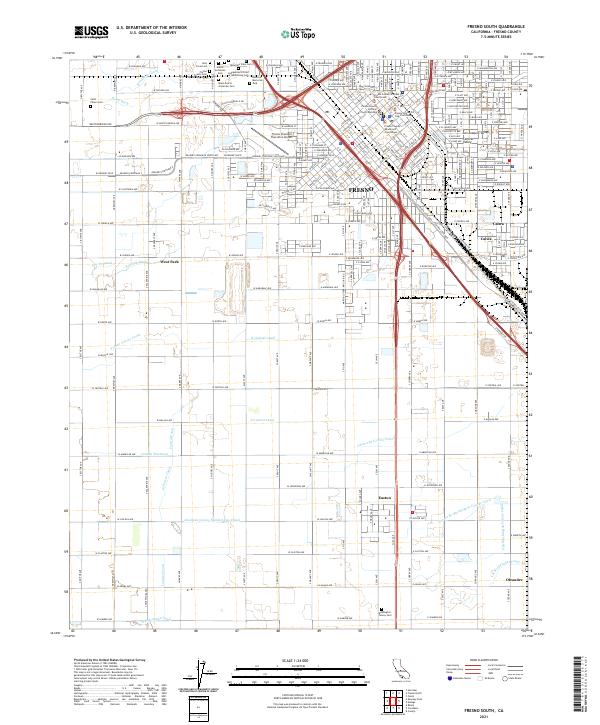 Fresno South, CA — USGS 7.5-minute topo (2021)