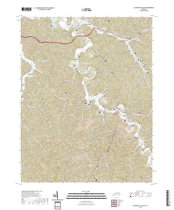 Salyersville South, KY — USGS 7.5-minute topo (2022)