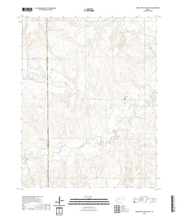 Horse Thief Canyon NW, KS — USGS 7.5-minute topo (2022)