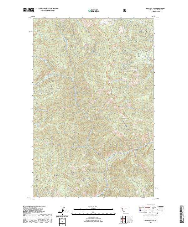 Priscilla Peak, MT — USGS 7.5-minute topo (2024)