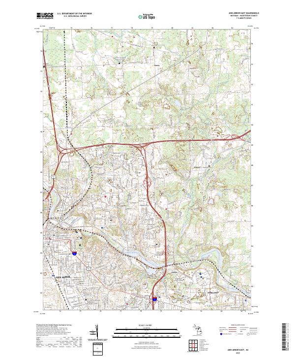 Ann Arbor East, MI — USGS 7.5-minute topo (2023)