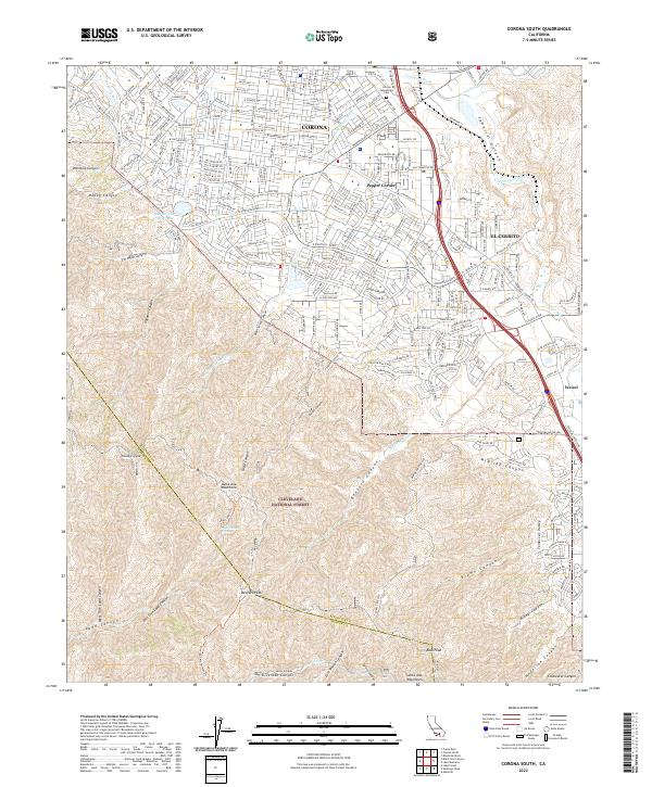 Corona South, CA — USGS 7.5-minute topo (2022)
