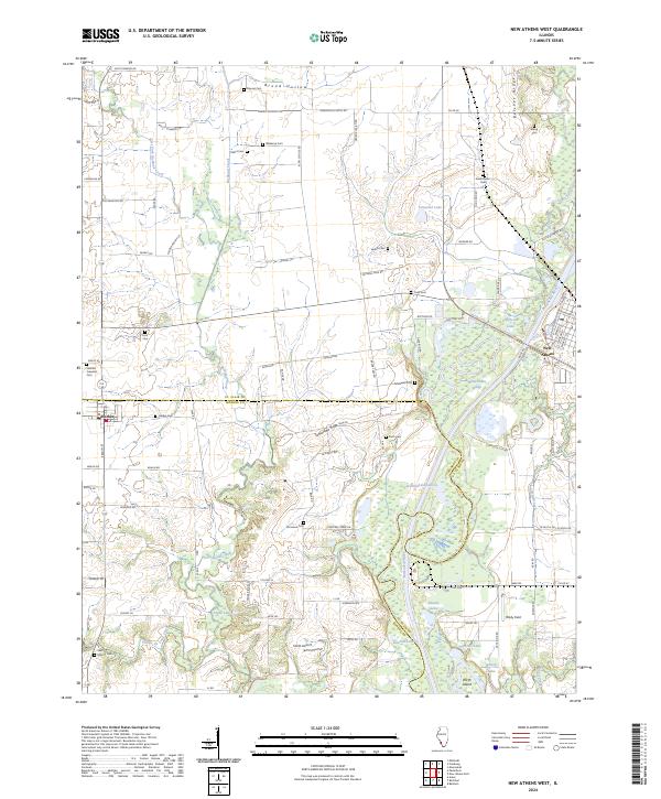 New Athens West, IL — USGS 7.5-minute topo (2024)