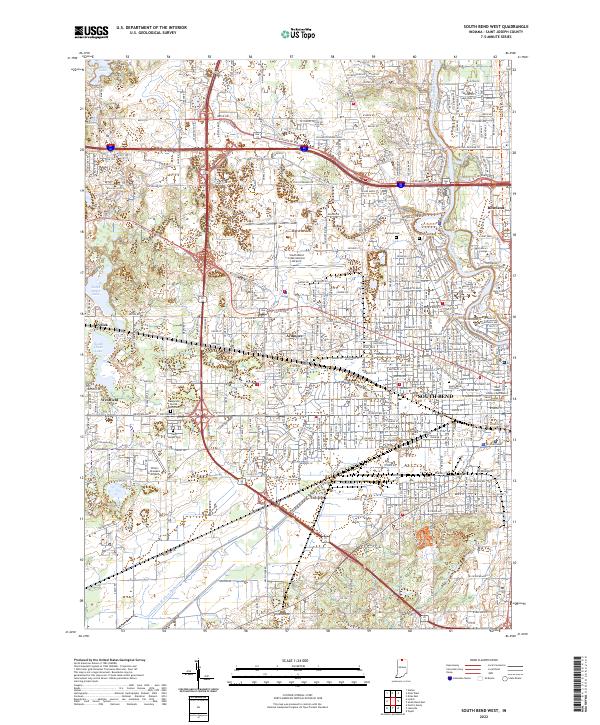South Bend West, IN — USGS 7.5-minute topo (2022)