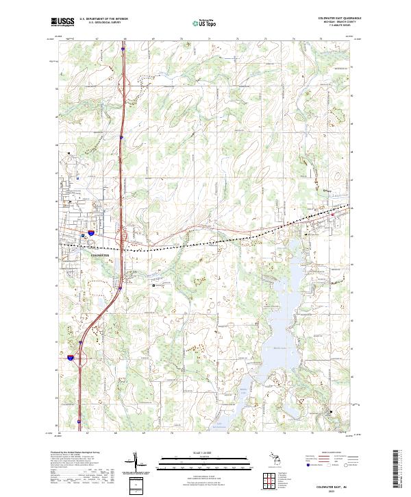 Coldwater East, MI — USGS 7.5-minute topo (2023)
