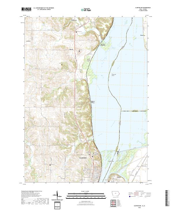 Clinton NW, IA-IL — USGS 7.5-minute topo (2022)