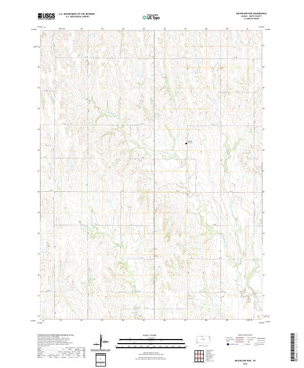 Bachelors Run, KS — USGS 7.5-minute topo (2022)