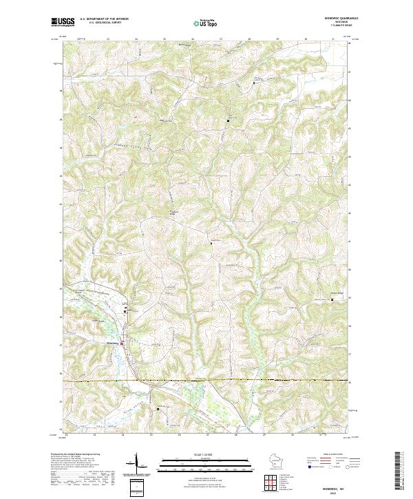 Wonewoc, WI — USGS 7.5-minute topo (2022)
