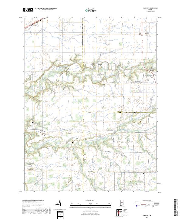 Pyrmont, IN — USGS 7.5-minute topo (2022)