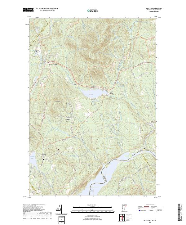 Miles Pond, VT-NH — USGS 7.5-minute topo (2024)