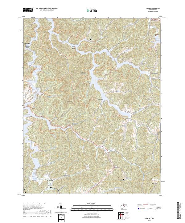 Roanoke, WV — USGS 7.5-minute topo (2023)