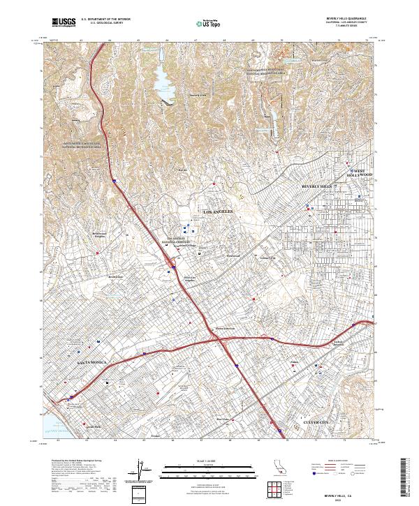 Beverly Hills, CA — USGS 7.5-minute topo (2022)