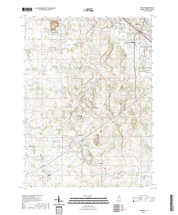 Foraker, IN — USGS 7.5-minute topo (2022)