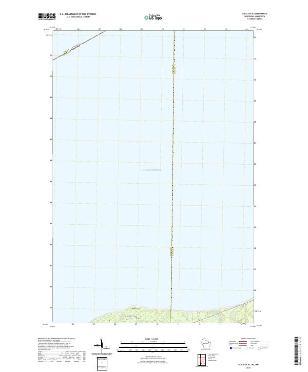 Oulu OE N, WI-MN — USGS 7.5-minute topo (2022)