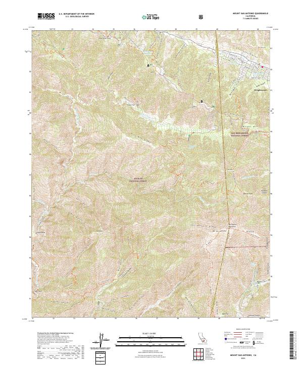 Mount San Antonio, CA — USGS 7.5-minute topo (2021)