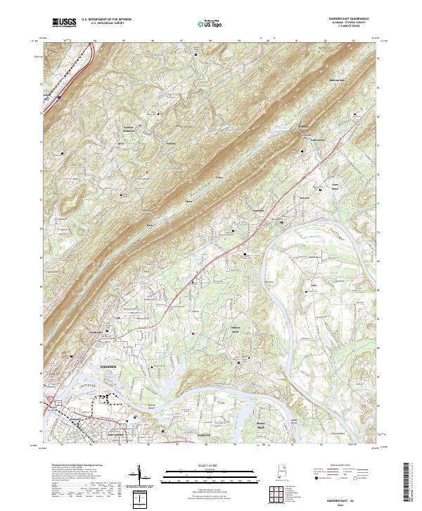 Gadsden East, AL — USGS 7.5-minute topo (2024)