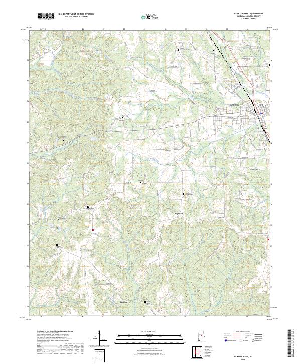 Clanton West, AL — USGS 7.5-minute topo (2024)