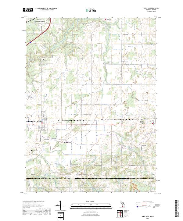 Three Oaks, MI-IN — USGS 7.5-minute topo (2023)