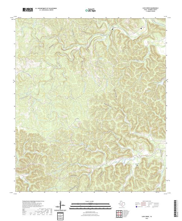 Love Creek, TX — USGS 7.5-minute topo (2022)