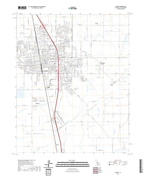 Tulare, CA — USGS 7.5-minute topo (2021)